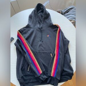 Aviator Nation Classic Pullover Hoodie - Black // Velvet Stripes